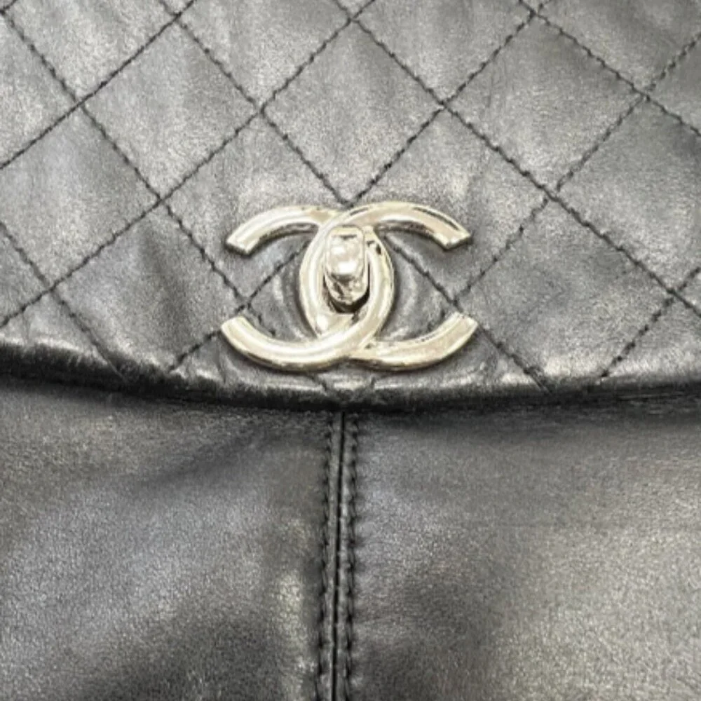 Chanel Lambskin Quilted Large Trianon Messenger Flap black